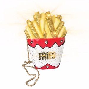 French Fries Hand-Carved Acacia Wood Handbag